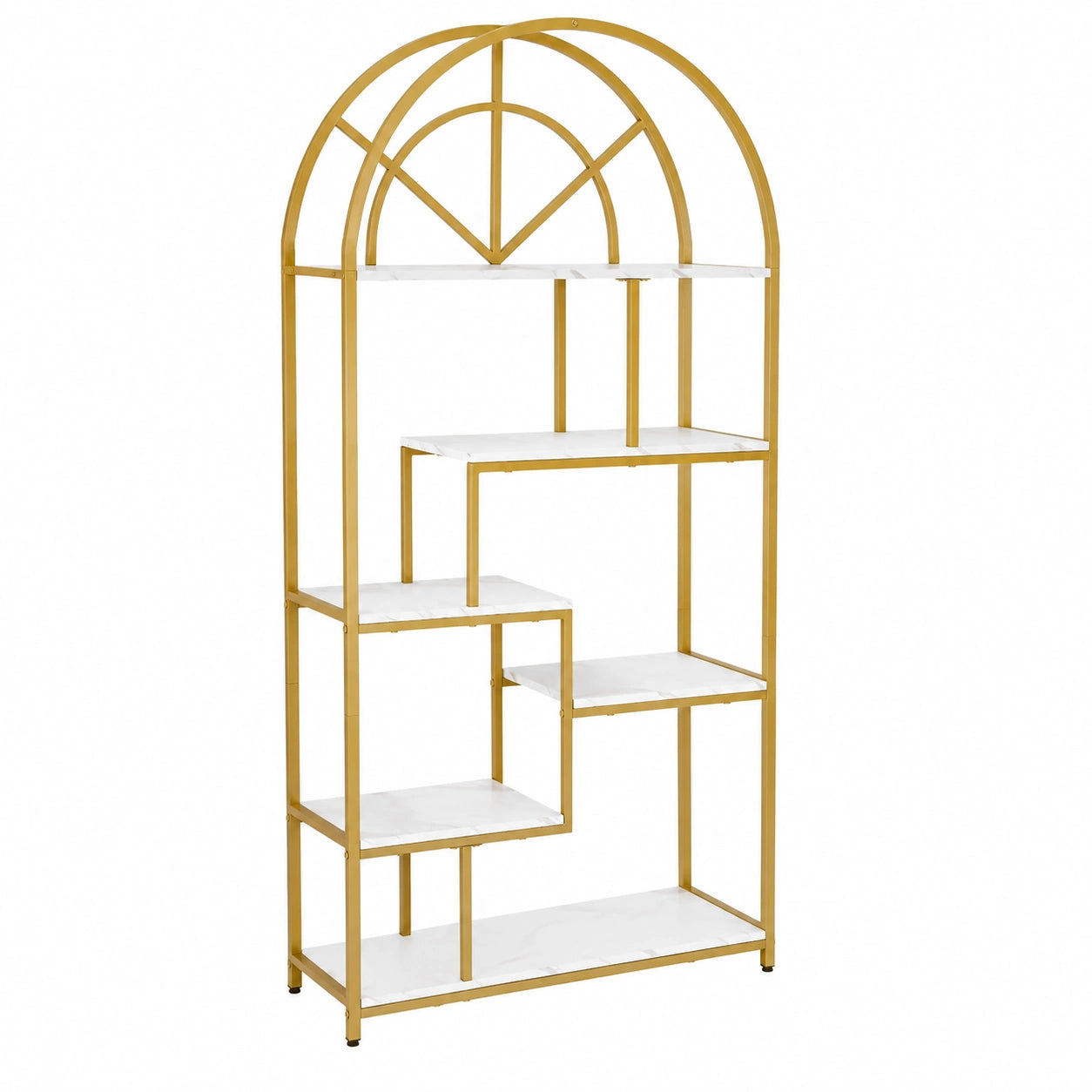 Bücherregal – 30 × 80 × 180 cm, Gold, für Küche, Wohnzimmer und Schlafzimmer