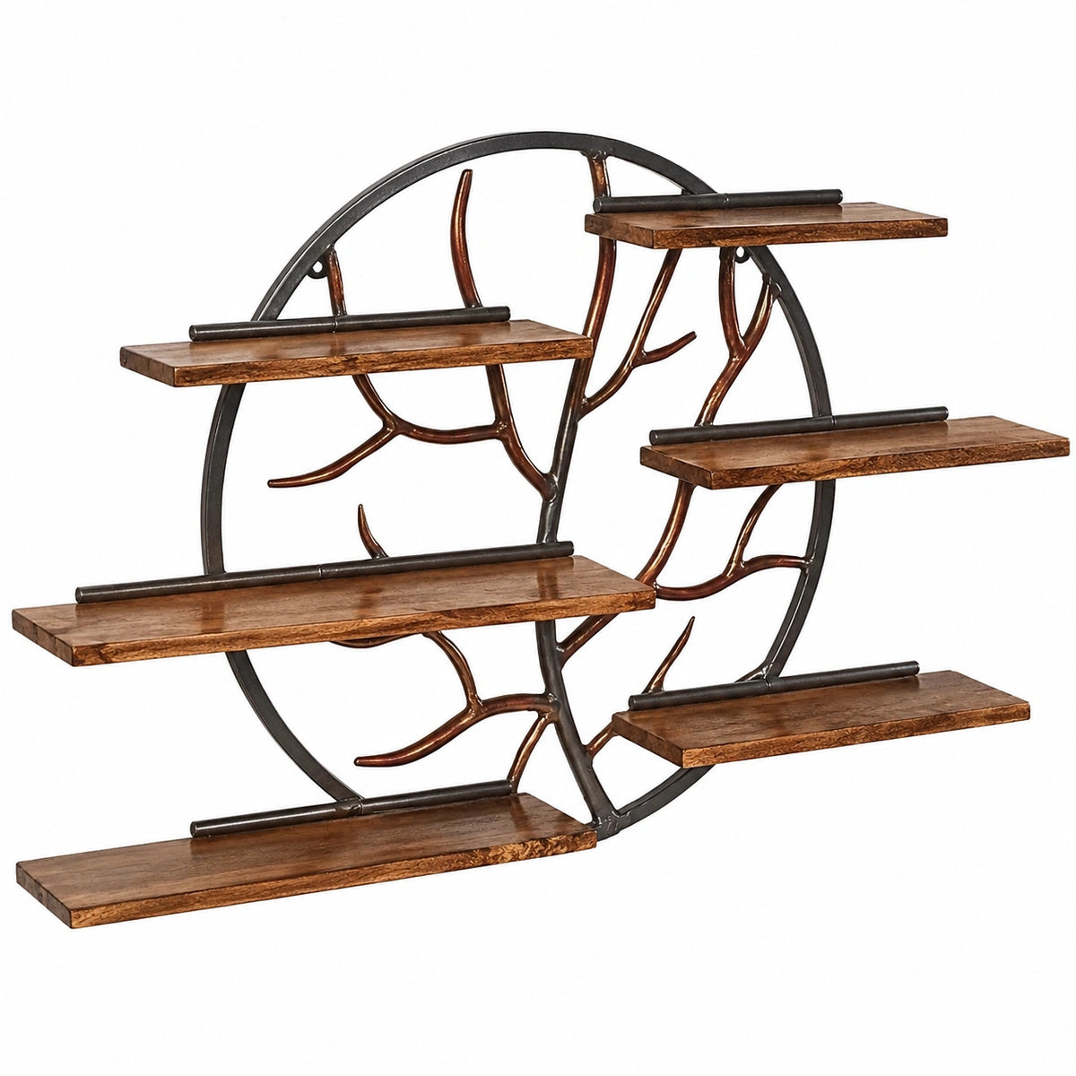 Wandregal – 115 × 18 × 61 cm, moderner Stil, runde Form, mit Ablagen, für Wohnzimmer, Büro und Flur
