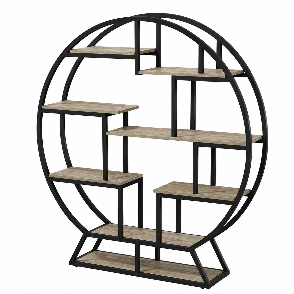 Bücherregal – 160 cm, runde Form, Braun, für Wohnzimmer und Büro