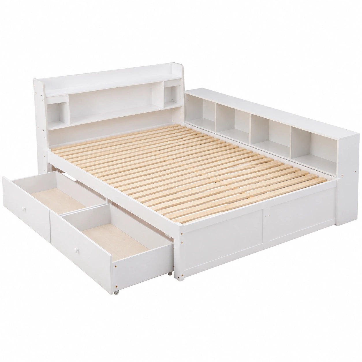 Kinderbett – 220.5 × 163 × 80 cm, mit Stauraum, mit Schubladen, mit Ablagen