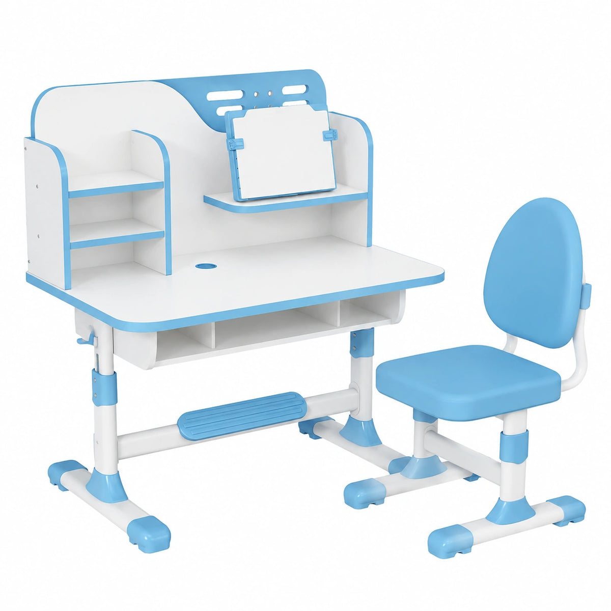 Schreibtisch – höhenverstellbar, mit Schubladen, Blau