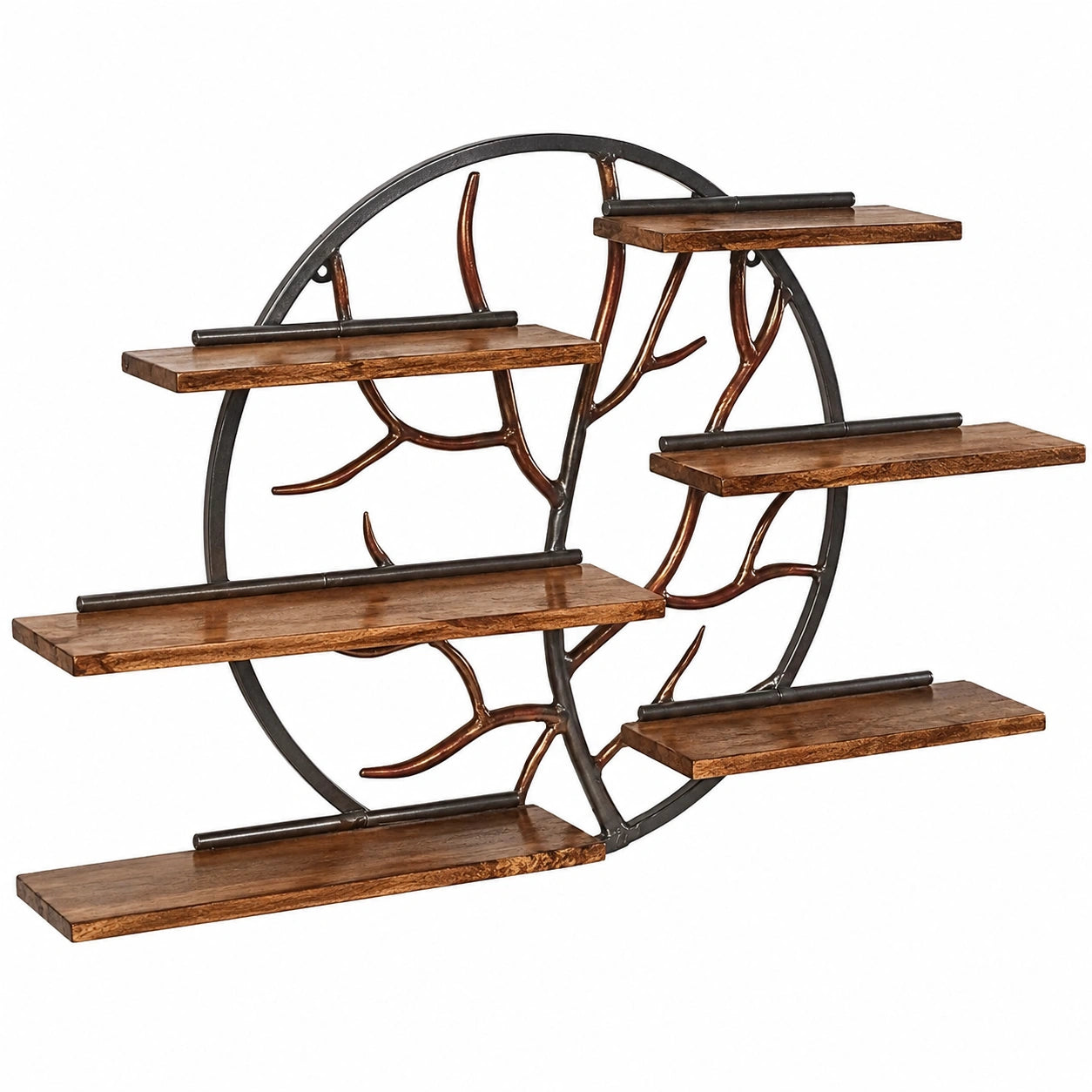 Wandregal – 115 × 18 × 61 cm, moderner Stil, runde Form, mit Ablagen, für Wohnzimmer, Büro und Flur