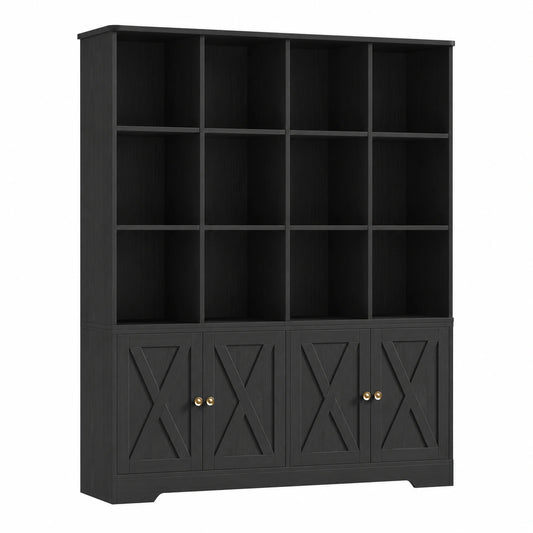 Bücherregal – 144,8 × 29,8 × 121 cm, aus Holz, Schwarz, für Küche, Wohnzimmer und Kinderzimmer