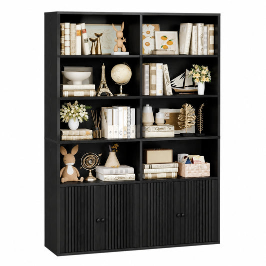 Bücherregal – 108 × 30 × 180 cm, mit Ablagen, aus Holz, Schwarz, für Wohnzimmer, Schlafzimmer und Büro