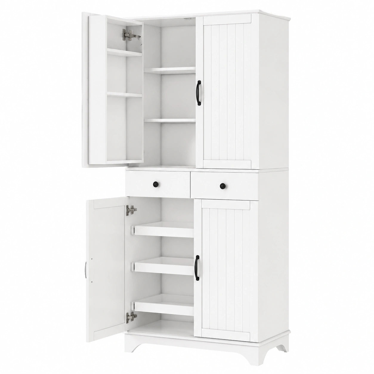 Hochschrank – ausziehbar, mit Schubladen, mit Ablagen, für Esszimmer, Küche und Wohnzimmer