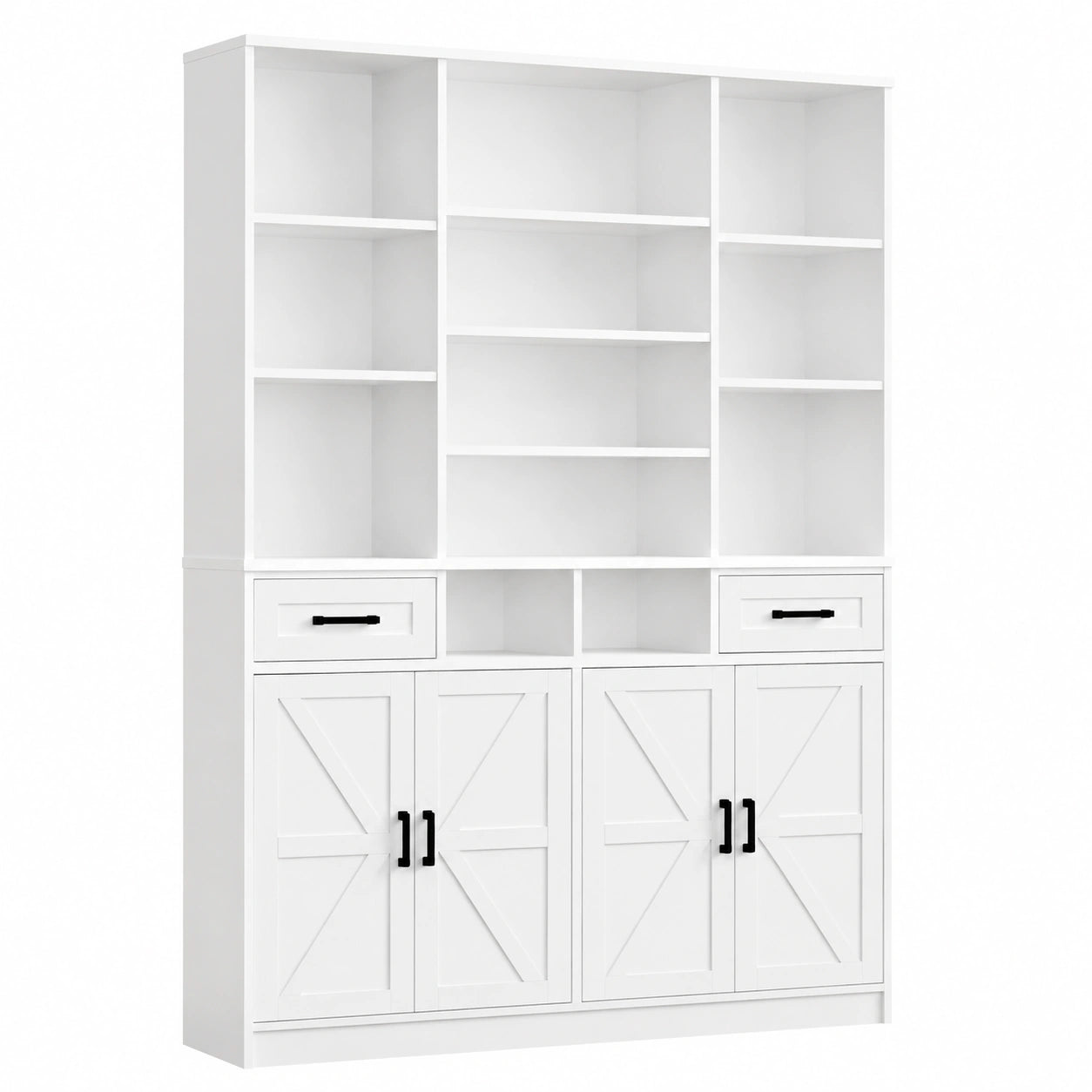 Bücherregal – 108 × 30 × 190 cm, mit Schubladen, aus Holz, für Wohnzimmer, Schlafzimmer und Büro