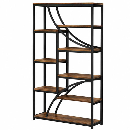 Bücherregal – 180 cm, Industriestil, aus Metall und Holz, Braun und Schwarz, für Wohnzimmer
