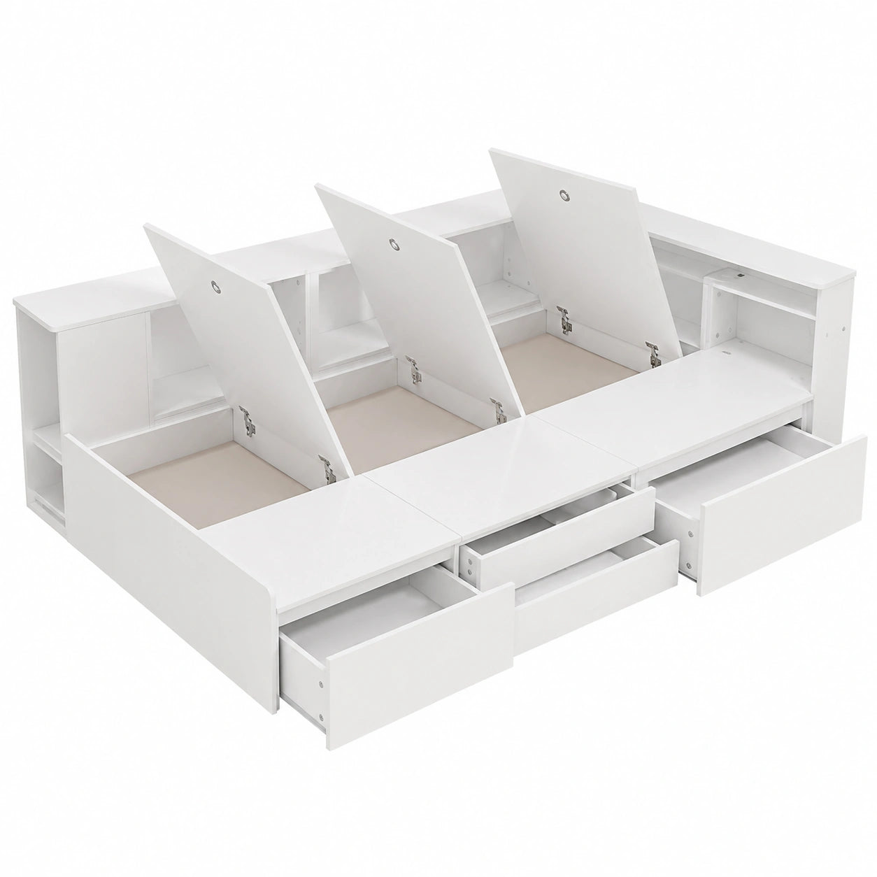 Bett – 90 × 200 cm, mit Stauraum, mit Schubladen, mit Bettkasten