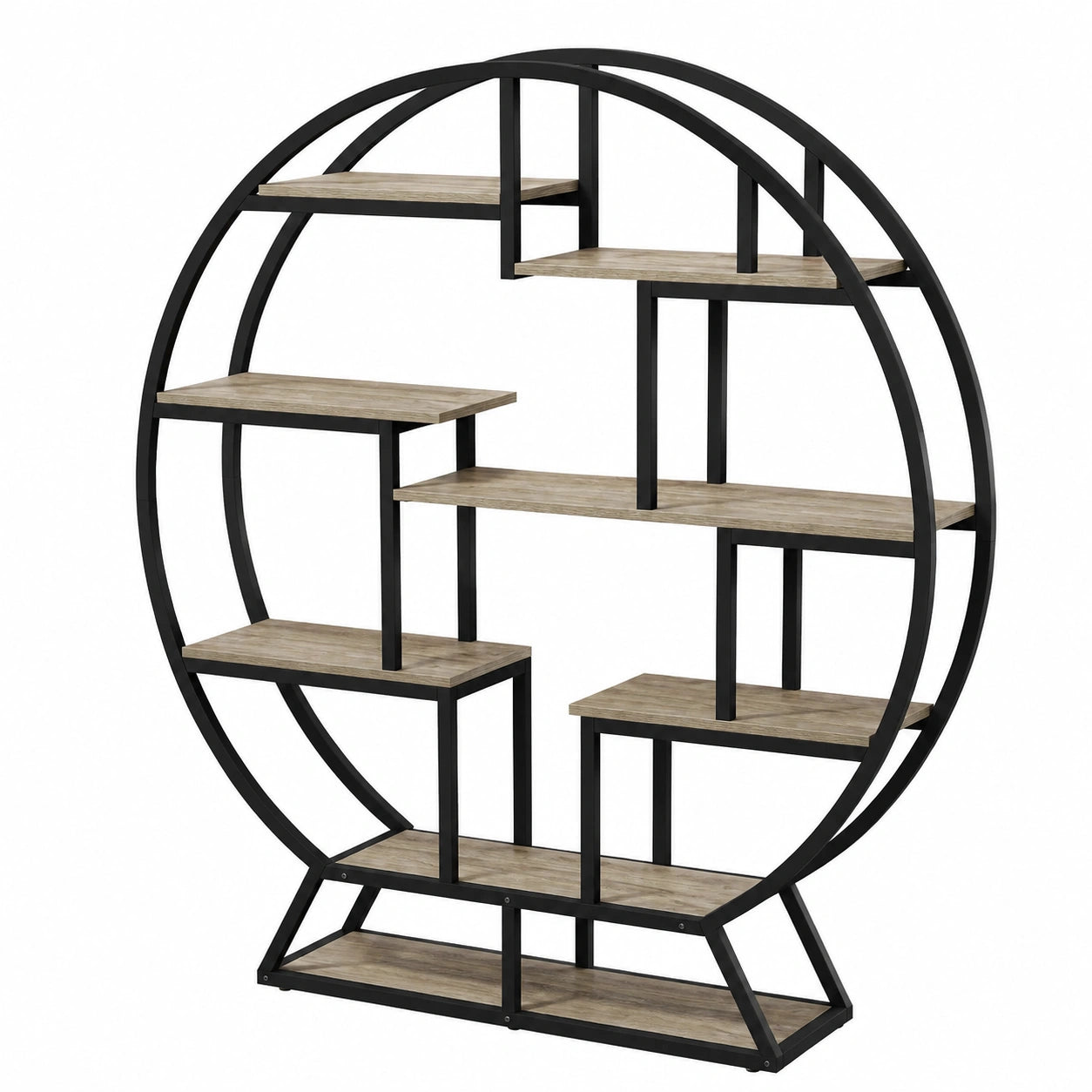 Bücherregal – 160 cm, runde Form, Braun, für Wohnzimmer und Büro
