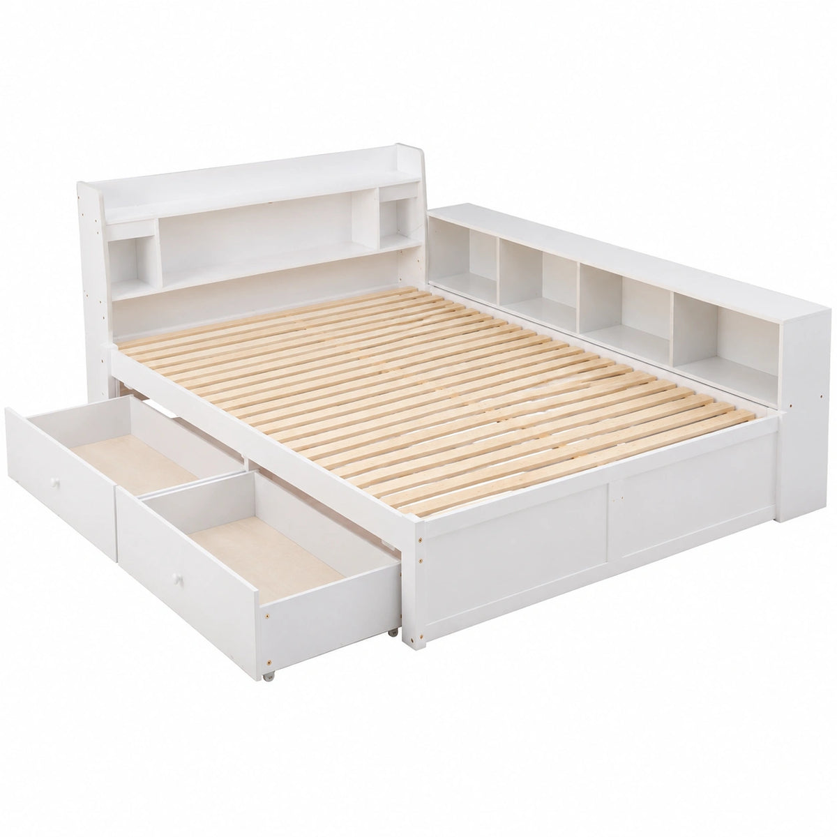 Kinderbett – 220.5 × 163 × 80 cm, mit Stauraum, mit Schubladen, mit Ablagen