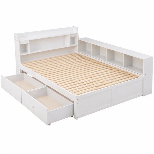 Kinderbett – 220.5 × 163 × 80 cm, mit Stauraum, mit Schubladen, mit Ablagen