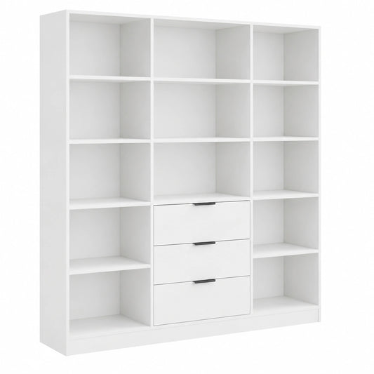 Bücherregal – 180,5 × 135 × 28,5 cm, mit Schubladen, mit Ablagen